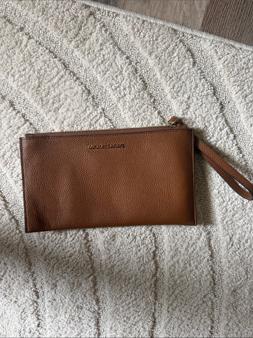 Michael Kors Tan Brown Leather Wristlet Pouch